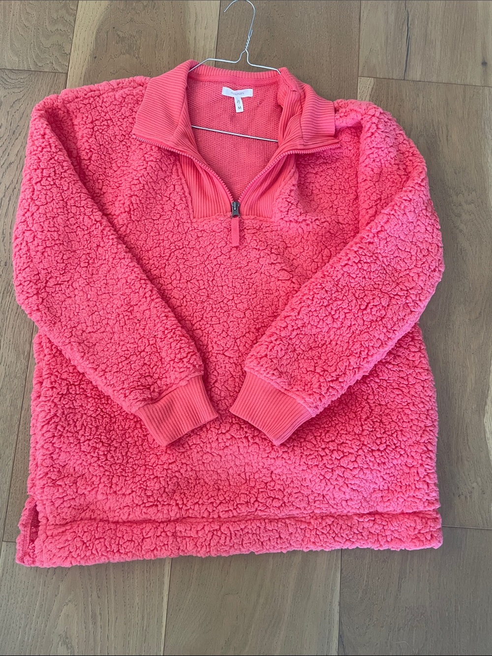 Cozy Half-Zip Sherpa Pullover - Coral